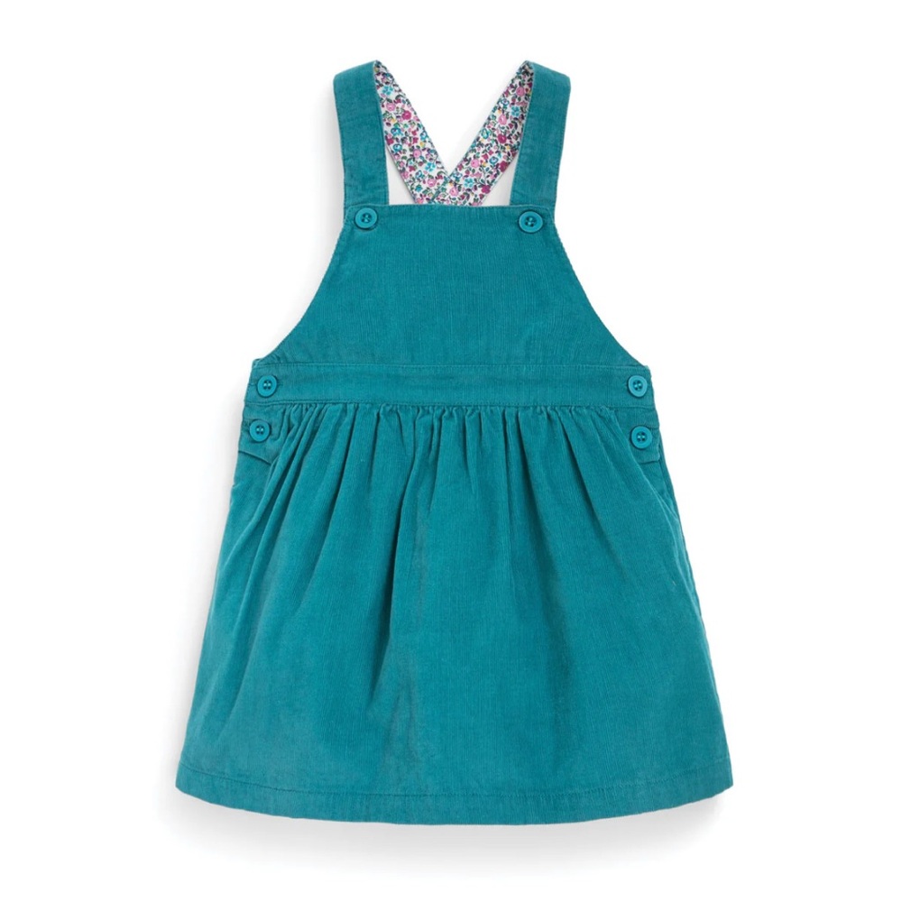 JoJo Mamman Bebe Blue Corduroy Pinafore Dress - Size 3-4